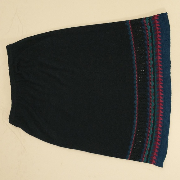 Vintage Knit Skirt Set Dress Semi Sheer Open Cobweb Weave 70s Acrylic by Alberoy - Picture 11 of 12